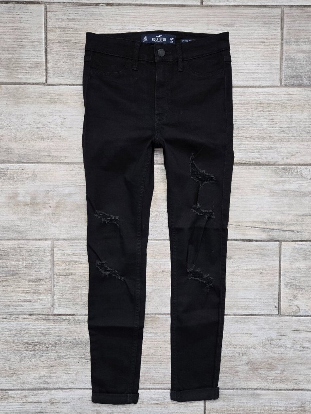 Hollister Distressed High Rise Cuffed Jean Legging Crop‎ Advanced Stretch 3R